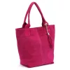 Luka 26-026 magenta női velúr bőr válltáska, shopper 40 x 37 x 13 cm