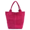 Luka 26-026 magenta női velúr bőr válltáska, shopper 40 x 37 x 13 cm