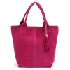 Luka 26-026 magenta női velúr bőr válltáska, shopper 40 x 37 x 13 cm