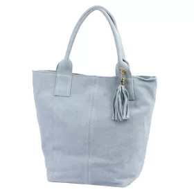   Luka 26-026 babakék női velúr bőr válltáska, shopper 40 x 37 x 13 cm