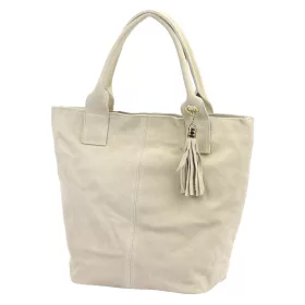   Luka 26-026 bézs női velúr bőr válltáska, shopper 40 x 37 x 13 cm