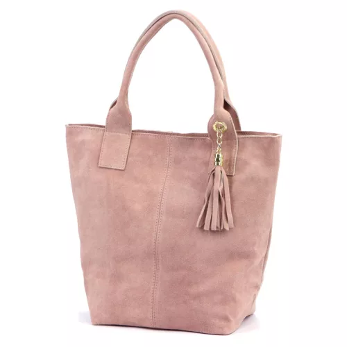 Luka 26-026 púder női velúr bőr válltáska, shopper 40 x 37 x 13 cm