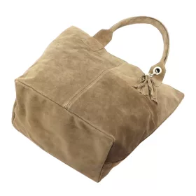   Luka 26-026 sötét bézs női velúr bőr válltáska, shopper 40 x 37 x 13 cm