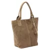 Luka 26-026 sötét bézs női velúr bőr válltáska, shopper 40 x 37 x 13 cm