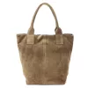 Luka 26-026 sötét bézs női velúr bőr válltáska, shopper 40 x 37 x 13 cm