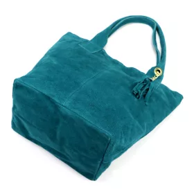   Luka 26-026 türkiz kék női velúr bőr válltáska, shopper 40 x 35 x 18 cm