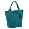 Luka 26-026 türkiz kék női velúr bőr válltáska, shopper 40 x 35 x 18 cm