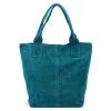 Luka 26-026 türkiz kék női velúr bőr válltáska, shopper 40 x 35 x 18 cm
