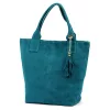 Luka 26-026 türkiz kék női velúr bőr válltáska, shopper 40 x 35 x 18 cm