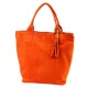 Luka 26-026 narancs női velúr bőr válltáska, shopper 40 x 35 x 18 cm