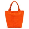Luka 26-026 narancs női velúr bőr válltáska, shopper 40 x 35 x 18 cm