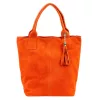 Luka 26-026 narancs női velúr bőr válltáska, shopper 40 x 35 x 18 cm