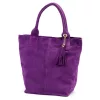 Luka 26-026 lila női velúr bőr válltáska, shopper 40 x 35 x 18 cm