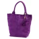 Luka 26-026 lila női velúr bőr válltáska, shopper 40 x 35 x 18 cm