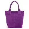 Luka 26-026 lila női velúr bőr válltáska, shopper 40 x 35 x 18 cm