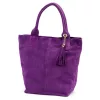 Luka 26-026 lila női velúr bőr válltáska, shopper 40 x 35 x 18 cm