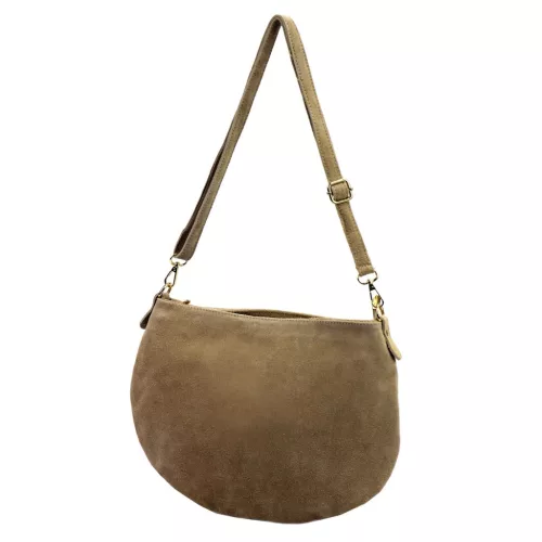 Luka 26-098 taupe női velúr bőr válltáska, oldaltáska 37 x 26 x 5 cm