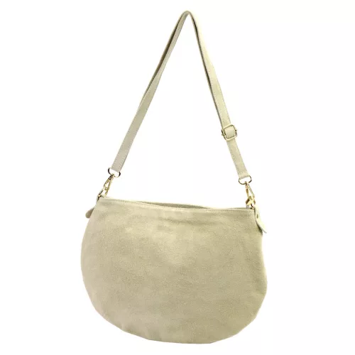 Luka 26-098 bézs női velúr bőr válltáska, oldaltáska 37 x 26 x 5 cm