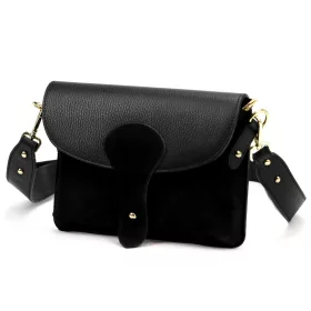   Luka 26-100 D fekete női bőr oldaltáska, crossbody 24.5 x 18 x 6 cm