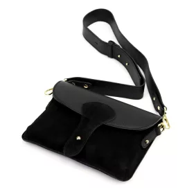   Luka 26-100 D fekete női bőr oldaltáska, crossbody 24.5 x 18 x 6 cm