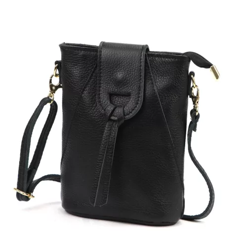 Luka 26-101 fekete női bőr telefontartó, oldaltáska 16 x 21 x 6.5 cm