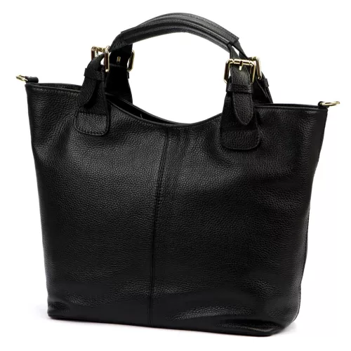 Luka 26-108 fekete női bőr kézitáska oldalpánttal 38 x 30 x 15 cm