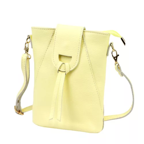 Luka 26-101 halvány sárga női bőr telefontartó, oldaltáska 16 x 21 x 6.5 cm