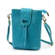 Luka 26-101 türkizkék női bőr telefontartó, oldaltáska 16 x 21 x 6.5 cm