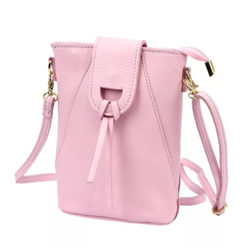 Luka 26-101 rózsaszín női bőr telefontartó, oldaltáska 16 x 21 x 6.5 cm