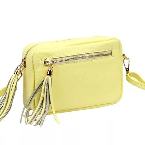 Luka 20-030 halvány sárga női bőr oldaltáska 21 x 15 x 8 cm