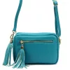 Luka 20-030 türkizkék női bőr oldaltáska 21 x 15 x 8 cm