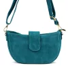 Luka 26-102 türkizkék velúr bőr női oldaltáska 26 x 16 x 7 cm