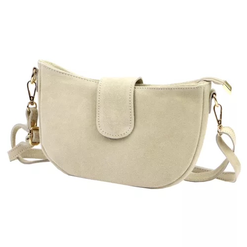 Luka 26-102 bézs velúr bőr női oldaltáska 26 x 16 x 7 cm