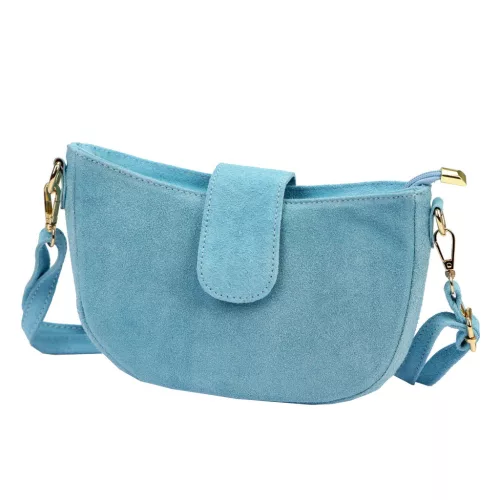 Luka 26-102 kék velúr bőr női oldaltáska 26 x 16 x 7 cm
