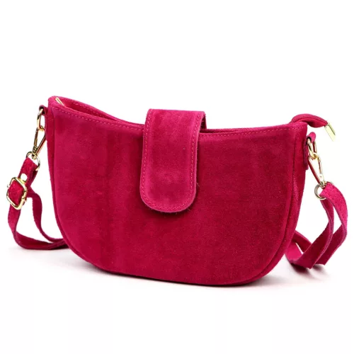 Luka 26-102 magenta velúr bőr női oldaltáska 26 x 16 x 7 cm
