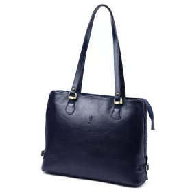   Florence 14 sötétkék női bőr válltáska, shopper 40 x 28 x 12 cm