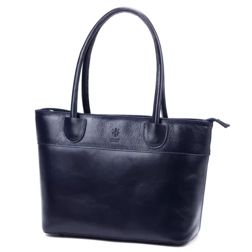 Florence 12 sötétkék női bőr válltáska, shopper 40 x 27 x 16 cm