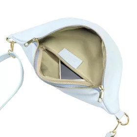  Luka 26-111 világoskék női bőr oldaltáska, crossbody 33 x 18 x 12 cm