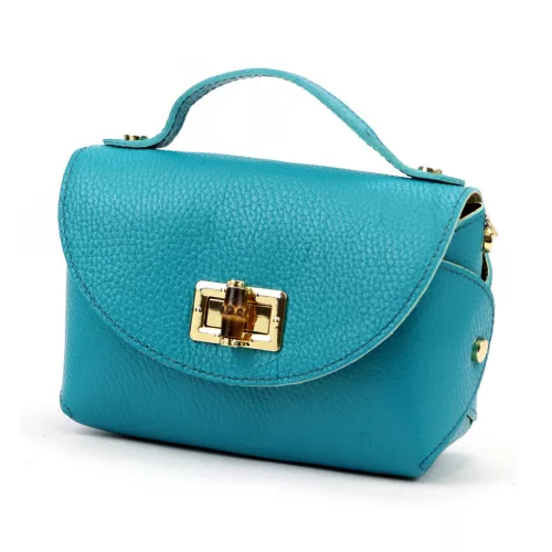 Luka 26-106 türkizkék női bőr kisméretű kézitáska, crossbody 19 x 13 x 9 cm