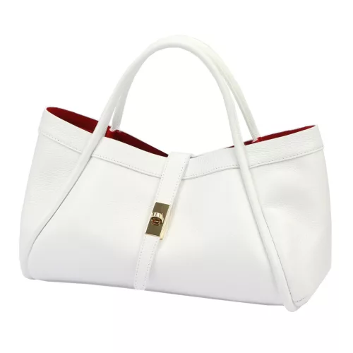 Camilla PREMIUM 10.012 fehér női bőr kézitáska 36 x 22 x 18 cm