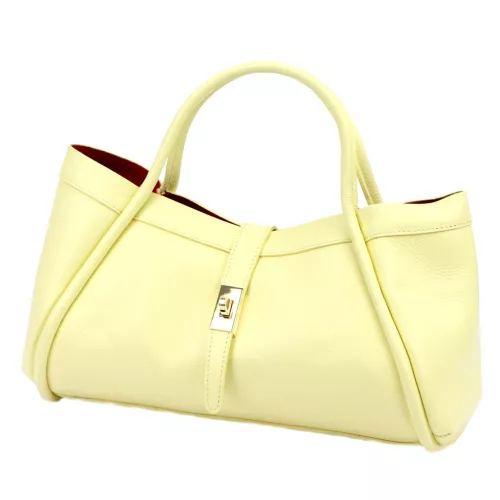 Camilla PREMIUM 10.012 halvány sárga női bőr kézitáska 36 x 22 x 18 cm