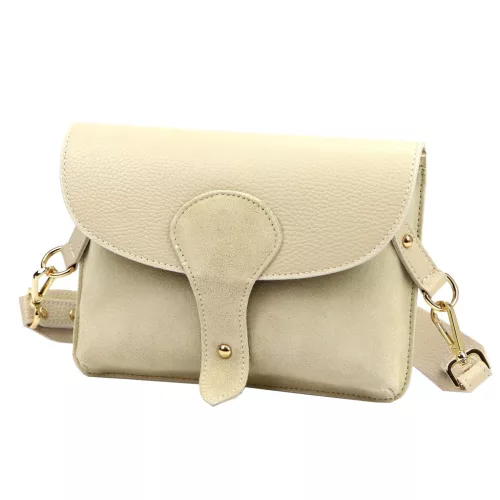 Luka 26-100 D bézs női bőr oldaltáska, crossbody 24.5 x 18 x 6 cm