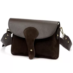   Luka 26-100 D sötétbarna női bőr oldaltáska, crossbody 24.5 x 18 x 6 cm