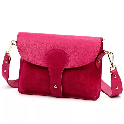 Luka 26-100 D magenta női bőr oldaltáska, crossbody 24.5 x 18 x 6 cm