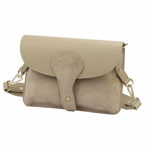 Luka 26-100 D taupe női bőr oldaltáska, crossbody 24.5 x 18 x 6 cm