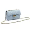 Luka 20-042 bőr, női babakék színű oldaltáska 21.5 x 14 x 8.5 cm