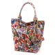Luka 26-026 MOT rózsaszín pillangó mintás női bőr válltáska, shopper 40 x 35 x 18 cm