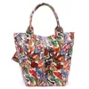 Luka 26-026 MOT rózsaszín pillangó mintás női bőr válltáska, shopper 40 x 35 x 18 cm