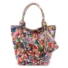 Luka 26-026 MOT rózsaszín pillangó mintás női bőr válltáska, shopper 40 x 35 x 18 cm