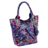 Luka 26-026 MOT kék pillangó mintás női bőr válltáska, shopper 40 x 35 x 18 cm